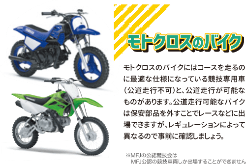 モトクロス用バイクの種類